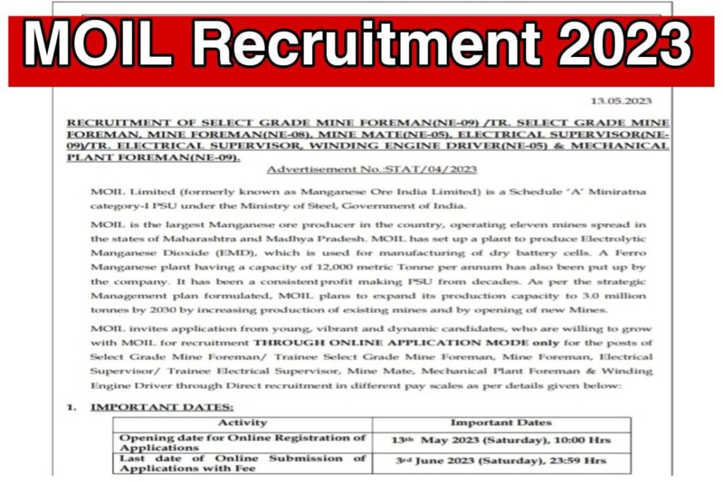 MOIL Recruitment 2023