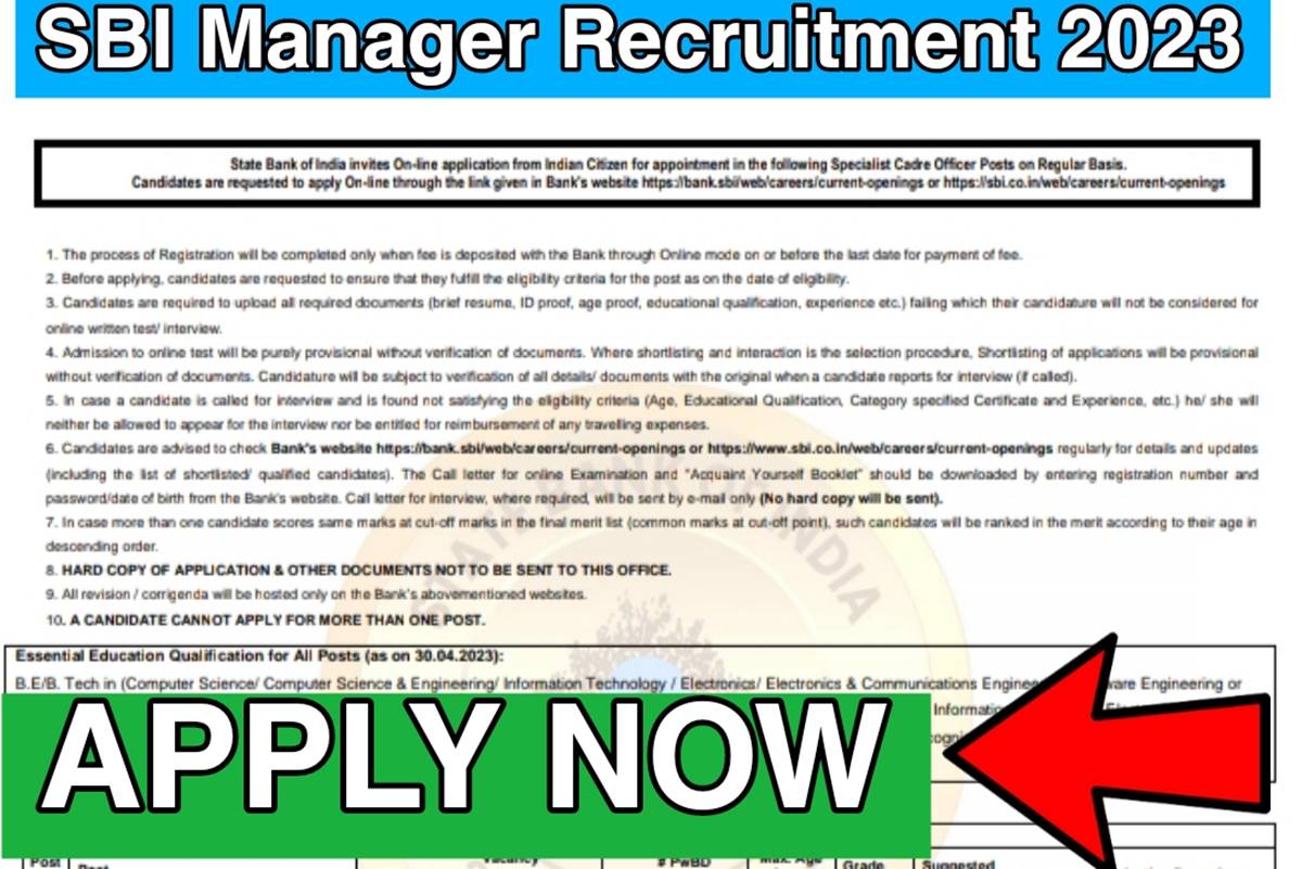SBI Manager Recruitment 2023